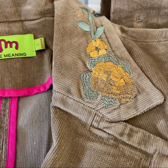 New True meaning corduroy embroidered floral jacket size Large New With Tags A7 - Picture 10 of 16